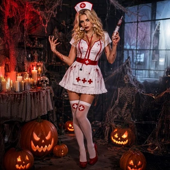Dámsky kostým zdravotné sestry, minisukne, halloweensky kostým, biela veľkosť XL 1