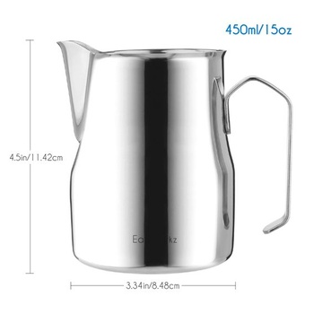 Easyworkz Nerezová oceľová kanvica na penenie mlieka 450ml Espresso parná kanvica Džbán na mlieko