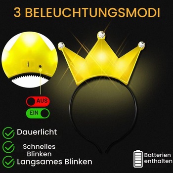 Niumowang svítící čelenka, princeznovské třpytivé čelenky, LED vlasové doplňky, LED blikající