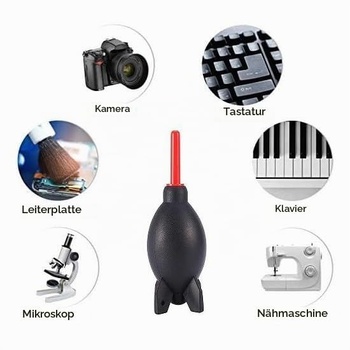 Vzduchový ventilátor, čistenie fotoaparátov Dust Rocket, čistenie citlivých povrchov, mäkký gumový