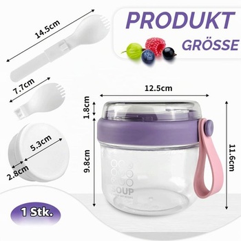 Müsli kelímok so sebou, kelímok na kašu, kelímok na müsli s dipom a lyžičkou, 650 ml jogurtový