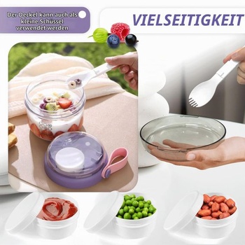 Müsli kelímok so sebou, kelímok na kašu, kelímok na müsli s dipom a lyžičkou, 650 ml jogurtový