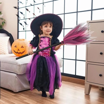 ENLACE Halloweenské koště na čarodějnice, odnímatelné rekvizity na koště, dětské koště na