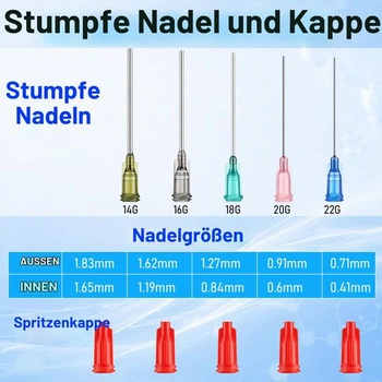 25 kusů 5ml plastových zkumavek s kanylou 14/16/18/20/22G a ochranným pouzdrem (celkem 75 kusů)