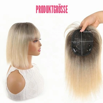 Paruka Ombré, hladká, tepelně odolná syntetická vlákna, barva od kořene hnědá až světle blond,