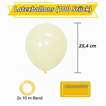 Pastelovo žlté balóniky, 100 kusov, 25cm latexové balóniky k narodeninám, žlté balóniky, dekorácie na