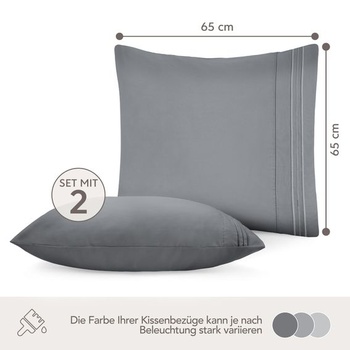 DREAMZIA Obliečka na vankúš 65x65 Antracit 2dielna sada Prémiové mikrovlákno s vyšívaným vzorom