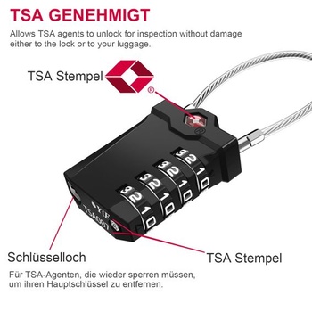 ZHEGE TSA zámek na kufr, 4místný TSA zámek, zámek na stan (2, růžový) 2 kusy, růžový
