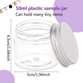 BENECREAT 18 kusov 50ml plastových okrúhlych sklenených dóz, číre sklenené nádoby s hliníkovými