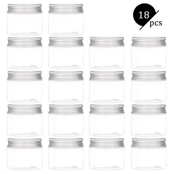 BENECREAT 18 kusov 50ml plastových okrúhlych sklenených dóz, číre sklenené nádoby s hliníkovými