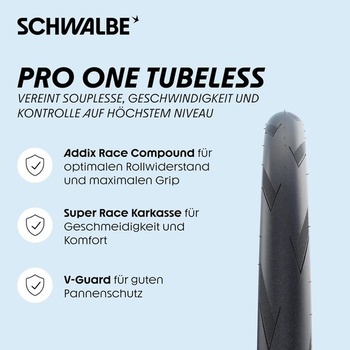 Plášť Schwalbe Pro One TLE pre cestný bicykel – Bezdušový plášť Easy s ochranou proti defektu