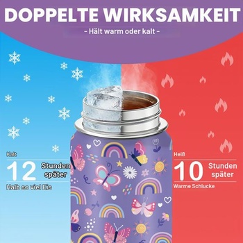 Darčeková fľaša s motýlím motívom, fialová fľaša na vodu s objemom 16 oz so slamkou, izolovaný pohár