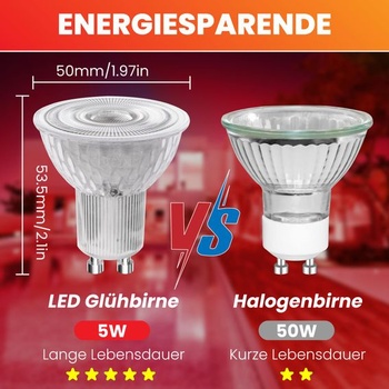 Červené LED žiarovky GU10 5W, červené bodové svetlo MR16 50W, náhrada halogénovej žiarovky MR16 GU10 s