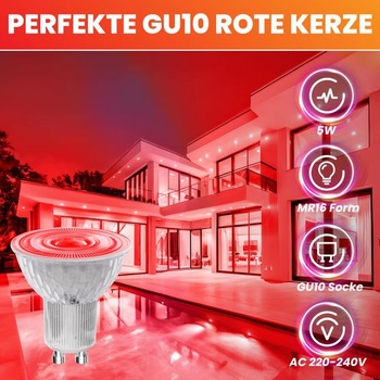 Červené LED žiarovky GU10 5W, červené bodové svetlo MR16 50W, náhrada halogénovej žiarovky MR16 GU10 s