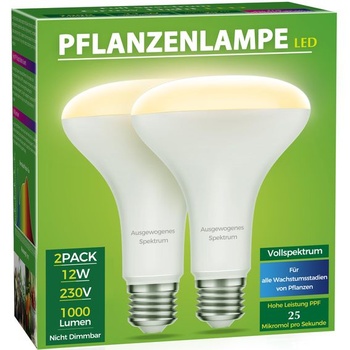 Rastlinná lampa Briignite, LED pestovateľské svetlo, plné spektrum, E27, BR30, 12W