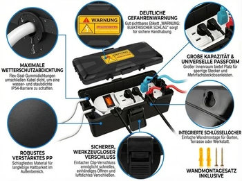 Venkovní elektrická krabice odolná proti povětrnostním vlivům s krytím IP54, vodotěsná ochranná