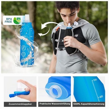 Bežecká vesta pre mužov a ženy s 500ml fliaš na vodu, ľahký 5l hydratačný vak, reflexný hydratačný
