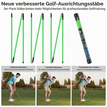 Golfové tyče Rhino Valley s ukazovateľom smeru, balenie 2 skladacích cvičných golfových tyčí s