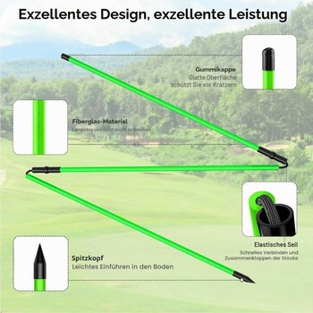 Golfové tyče Rhino Valley s ukazatelem směru, balení 2 skládacích cvičných golfových tyčí s