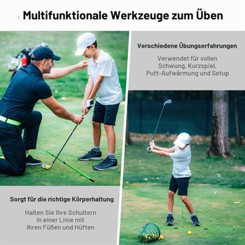 Golfové tyče Rhino Valley s ukazovateľom smeru, balenie 2 skladacích cvičných golfových tyčí s