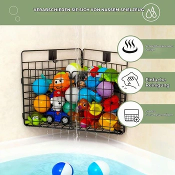 Greentainer Úložný koš na hračky do koupele - Košík na hračky do koupele se 2 samolepicími háčky, 1