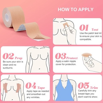 Sada opasok na prsia Boob Tape - neviditeľná push-up páska na veľké prsia (košíčky A-G), 2 opakovane
