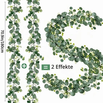 ROLLWAY 4dielna girlanda z eukalyptu, umelá girlanda z brečtanu, stolná dekorácia 1,8 m, typ B - 4