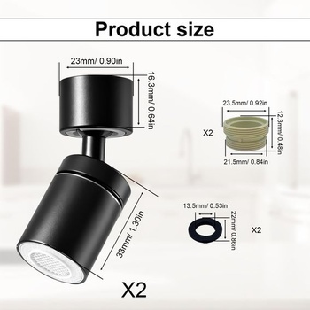 TIANLIN 2dielny 360° otočný perlátor s nástavcom M22 na batériu s dvoma režimami prúdu, pre