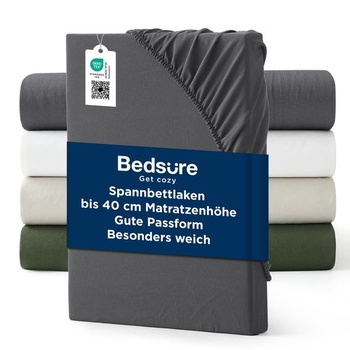 Prestieradlo Bedsure 140x200cm Oeko-TEX - hĺbka až 40cm, antracitovo šedá 07 - antracitovo šedá