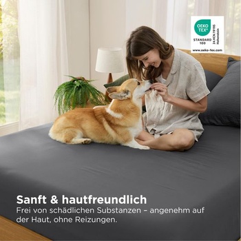 Prestieradlo Bedsure 140x200cm Oeko-TEX - hĺbka až 40cm, antracitovo šedá 07 - antracitovo šedá