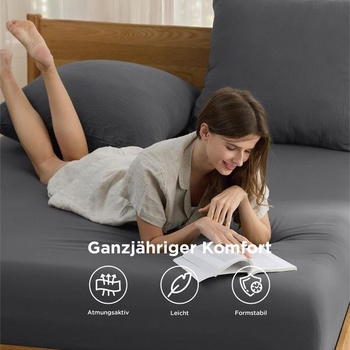 Prestieradlo Bedsure 140x200cm Oeko-TEX - hĺbka až 40cm, antracitovo šedá 07 - antracitovo šedá