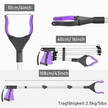 YAUNGEL 108cm drapák pro seniory, skládací drapák s magnetickým uchopovacím ramenem, otočný sběrač