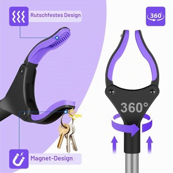 YAUNGEL 108cm drapák pro seniory, skládací drapák s magnetickým uchopovacím ramenem, otočný sběrač