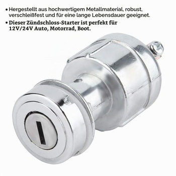 Qiilu Spínač zapaľovania pre lode, spínač zapaľovania, štartér s 2 kľúčmi pre 12V/24V auto, motocykel,