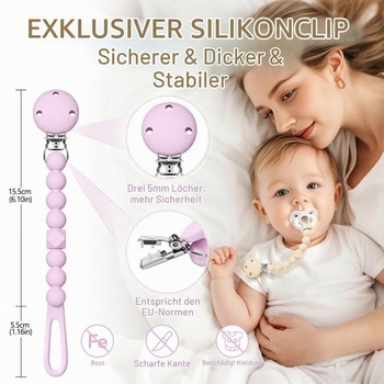 Silikónová retiazka na cumlík TYRY.HU s otvormi proti leptaniu, jednodielny dizajn pre prerezávanie