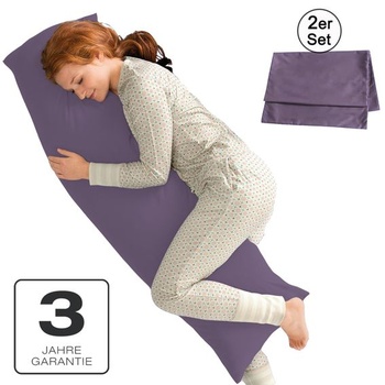 Soifox Povlak na polštář pro spaní na boku 40 x 145 cm - Sada 2 kusů, šedo-fialový, Povlak na