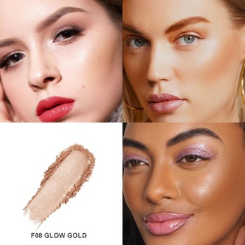 Oulac Golden Shimmer Blush Make-up, dlhotrvajúci líčidlový púder s trblietkami, vodeodolný a