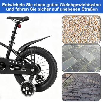 Pomocné kolieska, 1 pár čiernych pomocných koliesok pre dospelých, univerzálne pomocné kolieska pre