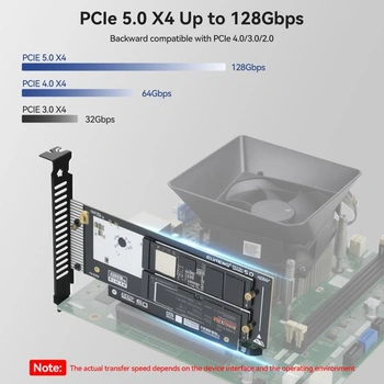 ELUTENG Duální adaptér NVMe na PCIe 5.0, rozšiřující karta pro 2 x 128 Gb/s SSD pro slot PCIe