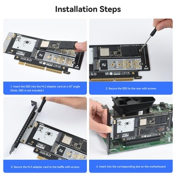 ELUTENG Duální adaptér NVMe na PCIe 5.0, rozšiřující karta pro 2 x 128 Gb/s SSD pro slot PCIe