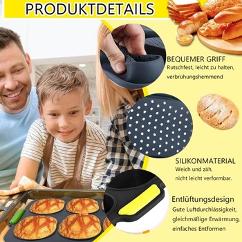 Plech na pečenie žemlí, 9 dutín, nepriľnavá forma na bagetu, silikónové formy, plech na pečenie