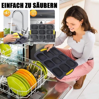 Plech na pečenie žemlí, 9 dutín, nepriľnavá forma na bagetu, silikónové formy, plech na pečenie