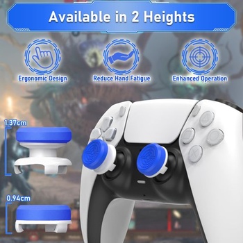 Krytky joysticku TEUVO FPS Aim Assist pro PS5, balení 2 silikonových krytek ovladače pro PS4 a PS5,