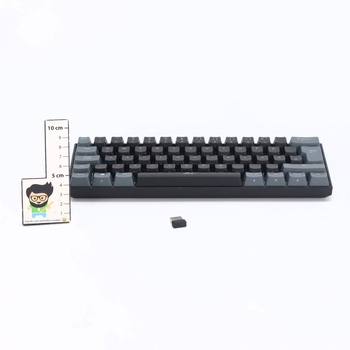 Herná mechanická klávesnica Rii, 60% bezdrôtové RGB podsvietenie s červenými spínačmi a funkciou N-Key