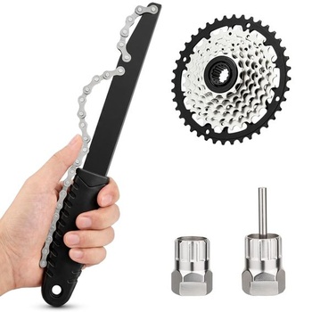 Reťazový bič s vyťahovačom kazety - nástroj na bicykel, čierny