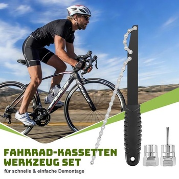 Reťazový bič s vyťahovačom kazety - nástroj na bicykel, čierny
