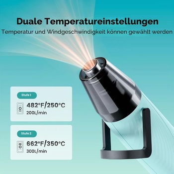 Mini horkovzdušná pistole Resiners, 2 nastavení teploty 255 °C/350 °C, 350 W manuální horkovzdušná