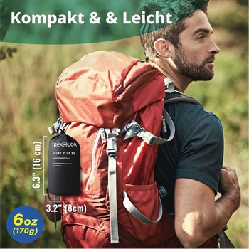 TREKÓLOGY ALUFT Plus SE - Nafukovací kempingový vankúš pre turistiku, cestovanie a trekking -