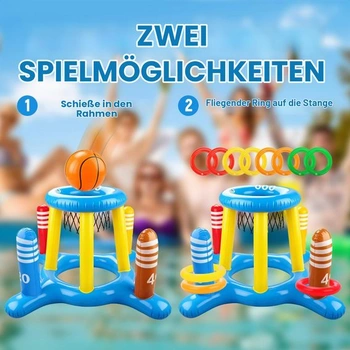 MplehDa Vodné hry Plávajúce obruče 2 v 1 Nafukovací basketbalový kôš s hodom krúžkov pre dospelých