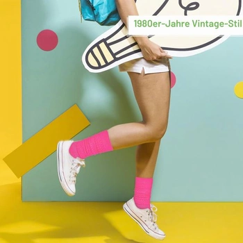 Telooco 2 páry neonových ponožek pro ženy, neonový párty outfit z 80. let, letní tenisové ponožky,